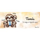 Névvel kérhető - Nyakkendős Cuki lajhár Apa és három gyerek mintás bögre