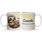 Névvel kérhető - Cuki lajhár Apa és kicsi lajhárja mintás bögre
