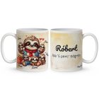 Névvel kérhető - Cuki lajhár Apa és öt gyerek mintás bögre