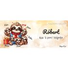 Névvel kérhető - Cuki lajhár Apa és öt gyerek mintás bögre