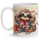 Névvel kérhető - Cuki lajhár Apa és öt gyerek mintás bögre