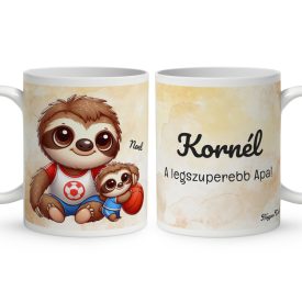   Névvel kérhető - Kosaras Cuki lajhár Apa és a gyerek mintás bögre