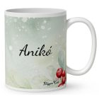 Névvel kérhető - Cuki karácsonyi őzike és a díszek mintás bögre