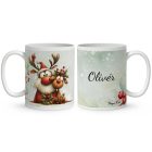 Névvel kérhető - Cuki karácsonyi Mikulás és Rudolf mintás bögre