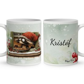   Névvel kérhető - Cuki karácsonyi mosómaci és a süti mintás bögre