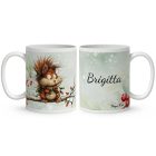 Névvel kérhető - Cuki karácsonyi mókus és az égősor mintás bögre