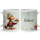 Névvel kérhető - Cuki karácsonyi kacsa sütivel mintás bögre