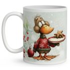 Névvel kérhető - Cuki karácsonyi kacsa sütivel mintás bögre