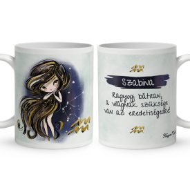   Személyre szabható - Barna hajú Csini Vízöntő lány mintás bögre