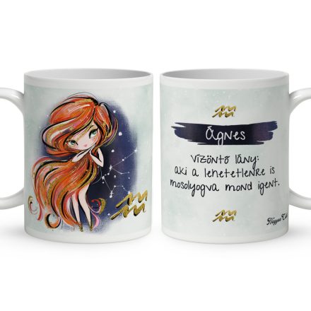 Személyre szabható - Vörös hajú Csini Vízöntő lány mintás bögre