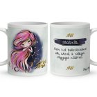 Személyre szabható - Rózsaszín hajú Csini Vízöntő lány mintás bögre