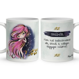   Személyre szabható - Rózsaszín hajú Csini Vízöntő lány mintás bögre