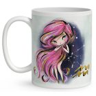 Személyre szabható - Rózsaszín hajú Csini Vízöntő lány mintás bögre