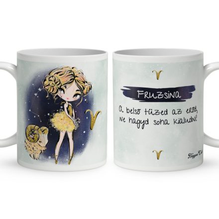 Személyre szabható - Szőke hajú Csini Kos lány mintás bögre