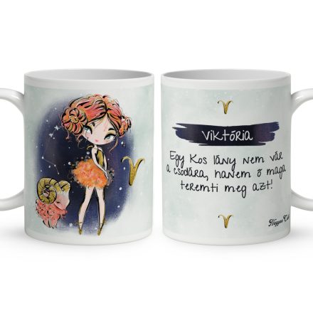 Személyre szabható - Vörös hajú Csini Kos lány mintás bögre