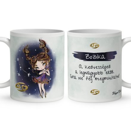 Személyre szabható - Barna hajú Csini Rák lány mintás bögre