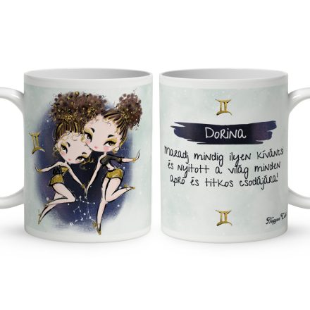 Személyre szabható - Barna hajú Csini Ikrek lány mintás bögre