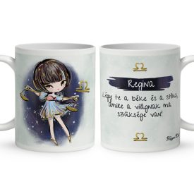   Személyre szabható - Barna hajú Csini Mérleg lány mintás bögre