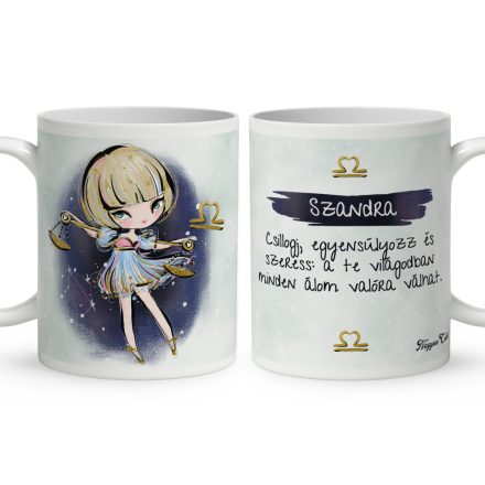 Személyre szabható - Szőke hajú Csini Mérleg lány mintás bögre