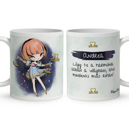 Személyre szabható - Vörös hajú Csini Mérleg lány mintás bögre