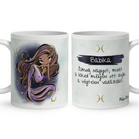   Személyre szabható - Barna hajú Csini Halak lány mintás bögre