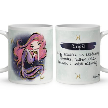 Személyre szabható - Rózsaszín hajú Csini Halak lány mintás bögre