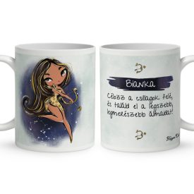   Személyre szabható - Barna hajú Csini Nyilas lány mintás bögre