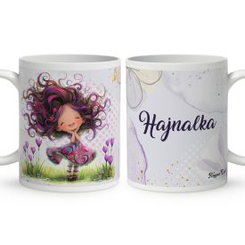   Névvel kérhető - Bájos krókusz virágos tündér mintás bögre