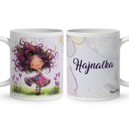 Névvel kérhető - Bájos krókusz virágos tündér mintás bögre