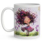 Névvel kérhető - Bájos krókusz virágos tündér mintás bögre