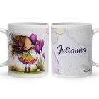 Névvel kérhető - Cuki krókusz virágos tündér mintás bögre