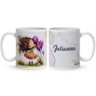 Névvel kérhető - Cuki krókusz virágos tündér mintás bögre