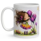 Névvel kérhető - Cuki krókusz virágos tündér mintás bögre