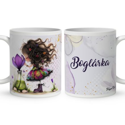 Névvel kérhető - Kedves krókusz virágos tündér mintás bögre