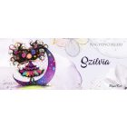 Névvel kérhető - Bájos lila virágos tündér és a hold mintás bögre