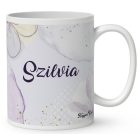 Névvel kérhető - Bájos lila virágos tündér és a hold mintás bögre