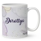 Névvel kérhető - Aranyos lila virágos tündér és a hold mintás bögre