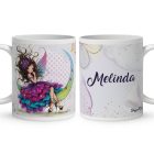 Névvel kérhető - Szépséges lila virágos tündér és a hold mintás bögre