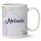 Névvel kérhető - Szépséges lila virágos tündér és a hold mintás bögre