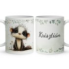 Névvel kérhető - Az erdő bölcs remetéje, a cuki borz mintás bögre