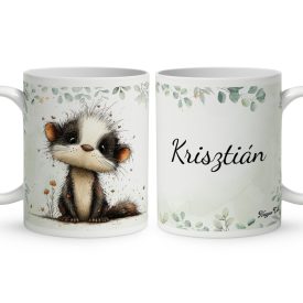   Névvel kérhető - Az erdő bölcs remetéje, a cuki borz mintás bögre