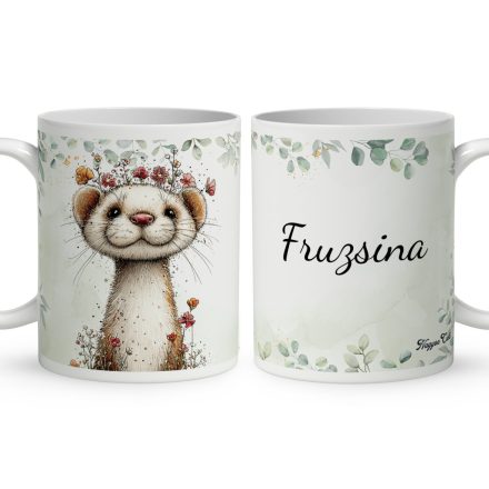 Névvel kérhető - Tündéri hermelin, a kecses felfedező mintás bögre