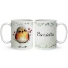 Névvel kérhető - Cuki vörösbegy, a barátságos kertész mintás bögre