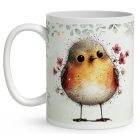 Névvel kérhető - Cuki vörösbegy, a barátságos kertész mintás bögre