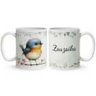 Névvel kérhető - Aranyos kék cinege, a fürge akrobata mintás bögre