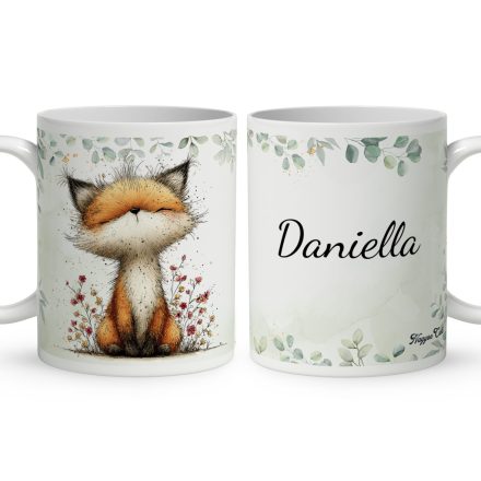 Névvel kérhető - Az erdő kis ravaszdija, a vörös róka mintás bögre