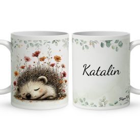   Névvel kérhető - A kert kis álmodozója, cuki süni mintás bögre