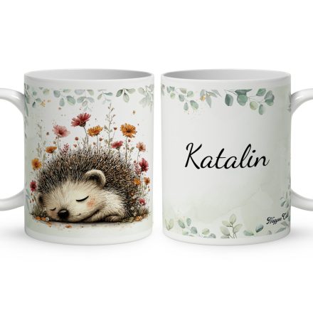 Névvel kérhető - A kert kis álmodozója, cuki süni mintás bögre