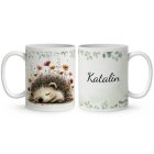 Névvel kérhető - A kert kis álmodozója, cuki süni mintás bögre