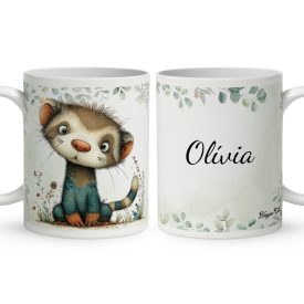   Névvel kérhető - Játékos felfedező, a vadászgörény mintás bögre